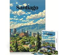 Santiago, Chile Horizonte Rompecabezas para Adolescentes 1000 Piezas Rompecabezas Mental Casual Relax Imagen de ensamblaje Regalo conmovedor (50x75cm)
