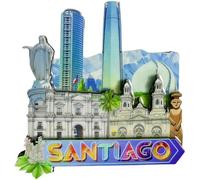 Santiago Chile - Imán para nevera, recuerdo de viaje, decoración del hogar, colección creativa de manualidades de madera