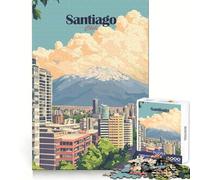 Santiago,Chile Rompecabezas de 1000 Piezas para Adolescentes Ejercicio Mental,relajación y diversión Cierre Seguro Regalo Ideal para Las Fiestas (38x26cm)