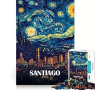 Santiago Chile - Rompecabezas de Arte Noche Estrellada de 1000 Piezas para Adolescentes - Juguete para ejercitar la Mente - Tiempo de Serenidad - Regalo de Temporada (50x75cm)