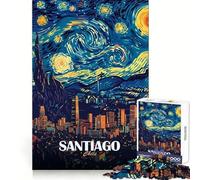 Santiago Chile - Rompecabezas de Arte Noche Estrellada de 1000 Piezas para Adolescentes - Juguete para ejercitar la Mente - Tiempo de Serenidad - Regalo de Temporada (50x75cm)