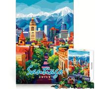 Santiago, Chile Rompecabezas de Paisaje Urbano para Adolescentes 1000 Piezas Juguete para ejercitar la Mente Relajación Suave Diseño para armar Sorpresa de Navidad (50x75cm)
