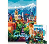 Santiago, Chile Rompecabezas de Paisaje Urbano para Adolescentes 1000 Piezas Juguete para ejercitar la Mente Relajación Suave Diseño para armar Sorpresa de Navidad (50x75cm)