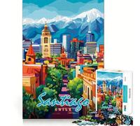 Santiago, Chile Rompecabezas de Paisaje Urbano para Adolescentes, 1000 Piezas Rompecabezas Mental Juego Casual y Relajante Imagen para armar Regalo conmovedor (38x26cm)