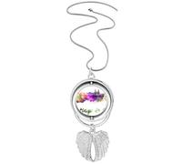 Santiago de Chile - Collar giratorio con colgante de acuarela con alas de ángel