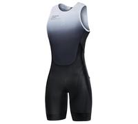 Santic Traje de triatlón de una pieza sin mangas para hombre, traje de triatlón acolchado, manga corta, triatlón, corto, alta elasticidad, secado rápido, adelgazar bicicleta skinsuit, Negro Sin Mangas