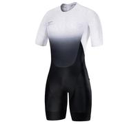 Santic Traje de triatlón de una pieza sin mangas para hombre, traje de triatlón acolchado, manga corta, triatlón, corto, alta elasticidad, secado rápido, adelgazar bicicleta skinsuit, Negro manga