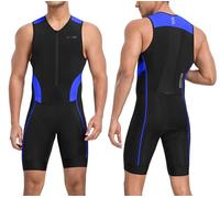 Santic Traje de triatlón para hombre, acolchado, de una pieza, sin mangas, para correr, ciclismo, natación, carrera, turquesa, XL