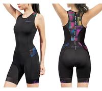 Santic Traje de triatlón para mujer de una pieza sin mangas Pro Triathlon Anzug acolchado Tri-Anzug de secado rápido para adelgazar para ciclismo, natación, carrera, morado, S