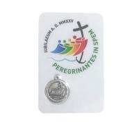 Santini religioso Jubileo 2025 Recuerdo Oficial. IUBILAEUM A.D. MMXXV Peregrinantes in Spem. Gadget Tarjeta tarjeta con imagen a color, logotipo y medalla chapada en plata. Holy card de bolsillo