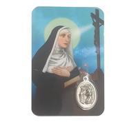 Santini religioso Santa Rita - Una gran protección siempre contigo - Tarjeta tarjeta con imagen a color, oración y medalla chapada en plata - Holy card de bolsillo, plastificada, Made in Italy