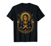 Santísima Virgen María Estilo Bizantino Icono Católico Arte Sagrado Camiseta