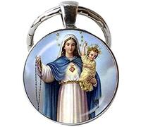 Santísima Virgen María Madre del Bebé Llavero Jesucristo Cristiano Joyería Católica Arte Religioso Fotografía Joyería