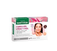 SANTIVERI - Cabellos, Uñas y Piel, Complemento Alimenticio a Base de L-Cistina, Levadura de Cerveza, Biotina y Vitaminas, que Contribuyen a Mantener el Estado del Cabello, Uñas y Piel - 48 Comprimidos