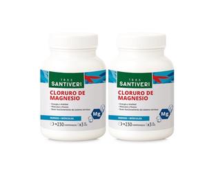 SANTIVERI - Cloruro Magnésico, Complemento Alimenticio a Base de Magnesio, Ayuda a Disminuir el Cansancio y Contribuye al Normal Estado de Músculos, Huesos y Sistema Nervioso - 2 x 230 Comprimidos