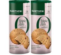 SANTIVERI - Galletas Arándanos Triple Zero, Galletas Crujientes con Avena Integral y Arándanos Rojos, Altas en Fibra, Sin Edulcorantes, Sin Azúcar Añadido Ni Gluten, Vegano - 205 g (Paquete de 2)