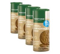 SANTIVERI - Galletas Integrales Originales, 0% Azúcares Añadidos - Con Fibra, Alto Oleico, Sin Huevo, Sin Lactosa, Sin Grasa de Palma - Veganas - 190g (Paquete de 4)