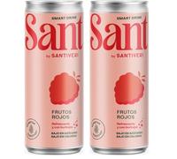 Santiveri - SANT Smart Drink, Refresco Sabor Frutos Rojos, con Zumo Natural de Frutas y Fibra Prebiótica, Bajo en Calorías, Sin Azúcares Añadidos, ni Edulcorantes Artificiales - 330 ml (Paquete de 2)