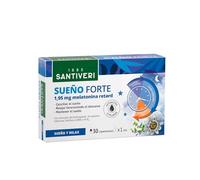 SANTIVERI - Sueño Forte, Complemento Alimenticio con 1,95mg de Melatonina, GABA, Valeriana, Pasiflora, Ashwagandha, Vitaminas B6, D3 y Zinc, Ayuda a Conciliar y Mantener el Sueño - 30 Comprimidos