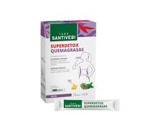 SANTIVERI - Superdetox Quemagrasas, A Base de Extractos de Plantas, Alcachofera, Cardo Mariano, Té Verde, Nuez de Cola y Zinc, Ayuda a Eliminar Toxinas, Sabor Piña - 7 Sticks
