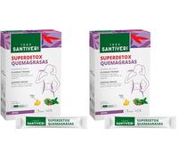 SANTIVERI - Superdetox Quemagrasas, A Base de Extractos de Plantas, Alcachofera, Cardo Mariano, Té Verde, Nuez de Cola y Zinc, Ayuda a Eliminar Toxinas, Sabor Piña - 7 Sticks (Paquete de 2)