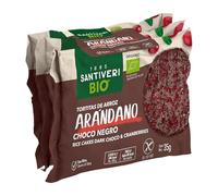 Santiveri - Tortitas de Arroz con Chocolate Negro y Topings de Arándano BIO - Sin Gluten - Con Fibra, Con Ingredientes Ecológicos - 3x37g