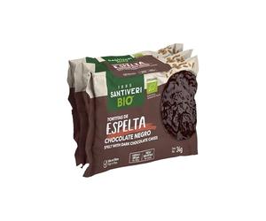 SANTIVERI - Tortitas Espelta Chocolate Negro Bio, Tortitas Ecológicas Bañadas en Chocolate Negro, Alto en Fibra, Sin Huevo - 102 g