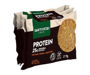 SANTIVERI - Tortitas Proteicas, Snack Proteico con 25 g de Proteína, Alto en Fibra, con Aceite de Oliva, Sin Gluten ni Lactosa, Vegano - 3x3 - 57g