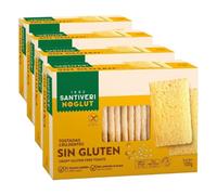 SANTIVERI - Tostadas Sin Gluten Noglut - Pan Sin Gluten Crujiente de Maíz y Arroz - Tostadas Ligeras - 0% Azúcares Añadidos, Bajo contenido en Grasas - Vegano - 100g (Paquete de 4)