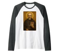 Santo Icono Católico de San Maximiliano Kolbe Camiseta Manga Raglan