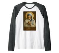 Santo Icono Católico de Santa Teresa de Calcuta Camiseta Manga Raglan