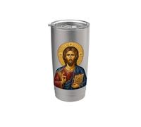 Santo Jesús Ortodoxo El Icono Del Maestro Vaso térmico de acero inoxidable de doble pared