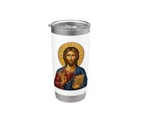 Santo Jesús Ortodoxo El Icono Del Maestro Vaso térmico de acero inoxidable de doble pared