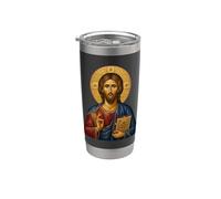 Santo Jesús Ortodoxo El Icono Del Maestro Vaso térmico de acero inoxidable de doble pared