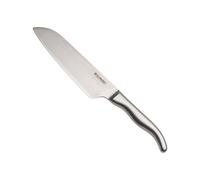 LE CREUSET Cuchillo Santoku, 18 cm, Hoja de acero damasco 18 y 8 con borde recto, Mango de acero inoxidable, Inoxidable, Inox, 98000218000100