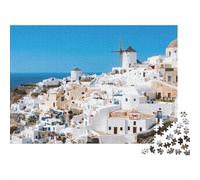 Santorini 1000 Piece Jigsaw Puzzle Reciclado Papel Greek Island Puzzles for Elderly Divertido and Desafiante Familia Juego Perfect for Vacaciones Bendiciones 70x50cm/1000pcs