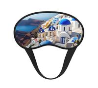 Santorini - Antifaz para dormir con estampado de vista al mar de la isla griega para dormir de lado, bonita máscara opaca para el hogar o viajes