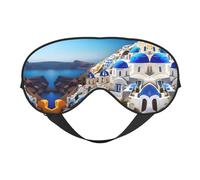 Santorini - Antifaz unisex con estampado de vista al mar de la isla griega, ultra suave, bloqueo de luz para una comodidad óptima para dormir