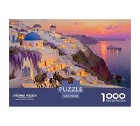 Santorini Atardecer Acantilado Puzzle De Madera Impermeable DIY Puzzles De 1000 Piezas para Adultos Colorido Rompecabezas Juegos Desafiantes