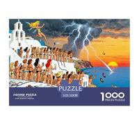 Santorini Atardecer Bikini Flash Puzzle De Madera Impermeable Puzzles De 1000 Piezas para Adultos Imposible Rompecabezas para Decoración del Hogar