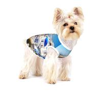 Santorini - Camiseta sin mangas ligera con estampado de vista al mar de la isla griega para perros pequeños, camisetas elásticas sin mangas