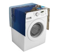 Santorini - Funda protectora para lavadora con vista al mar de isla griega y bolsillos de almacenamiento, 54.3 x 20.5 pulgadas, para refrigerador, cocina, decoración del hogar