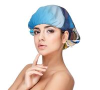 Santorini - Gorro de dormir de satén para adultos, diseño de isla griega con vista al mar, gorro de satén para dormir, gorro de dormir de seda para mujeres y hombres, color negro, Negro -, talla única