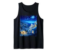 Santorini Grecia - Blue Domes in Van Gogh Santorini Grecia Camiseta sin Mangas