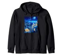 Santorini Grecia - Blue Domes in Van Gogh Santorini Grecia Sudadera con Capucha