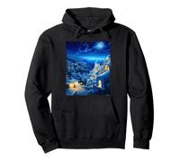 Santorini Grecia - Blue Domes in Van Gogh Santorini Grecia Sudadera con Capucha