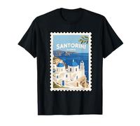 Santorini Grecia Island Art Travel Theme Stamp Souvenir Camiseta