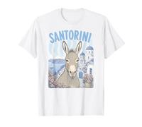 Santorini Grecia, Lindo Burro Divertido y tejados de cúpula Azul Camiseta
