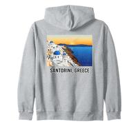 Santorini Grecia Puesta del Sol Paisaje Costero Sudadera con Capucha