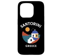Santorini Grecia Retro Blue Dome Island Viajes Arquitectura Carcasa para iPhone 15 Pro